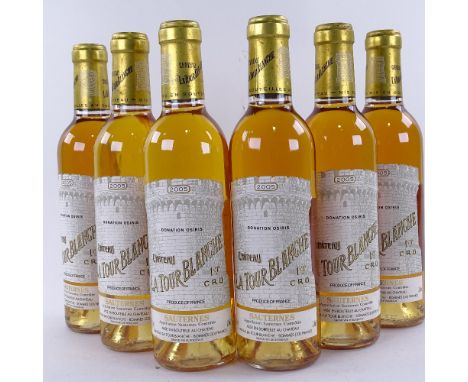 6 half bottles of Sauternes, desert wine, 2005 Chateau la Tour Blanche, Sauternes, 37.5clLots 638 to 678 are bin ends from a 