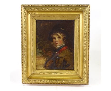 James Inskipp (1790 - 1868), oil on panel, portrait of a boy, inscribed verso, 9" x 7", framedGood condition 