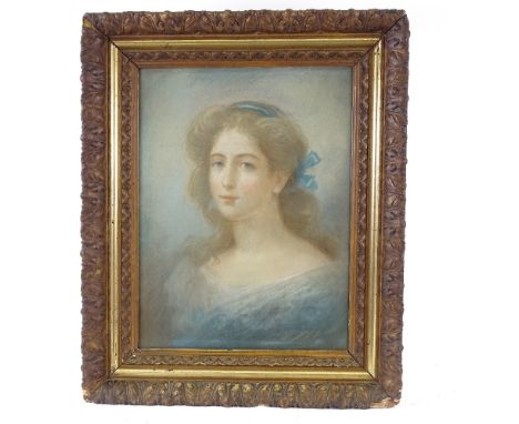 19th century coloured pastels, portrait of a girl, unsigned, 19" x 14", framedGood condition 