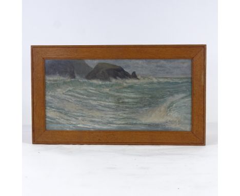 H Griffin, oil on canvas, seascape, signed with monogram, dated 1895, 10" x 20", framedVery good condition 