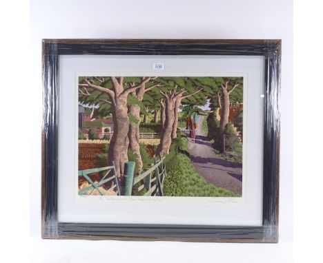 Simon Palmer, colour screenprint, the sisters went their separate ways, signed in pencil, no. 140/350, image 16" x 22", frame