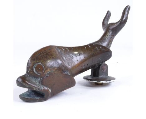 A 19th century bronze gurgle fish design door knocker, length 18cm 