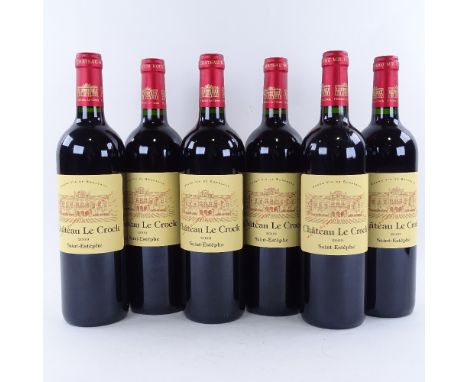 Six bottles of red Bordeaux wine, 2009 Chateau Le Crock, Saint-Estephe, 75clLots 638 to 678 are bin ends from a large private