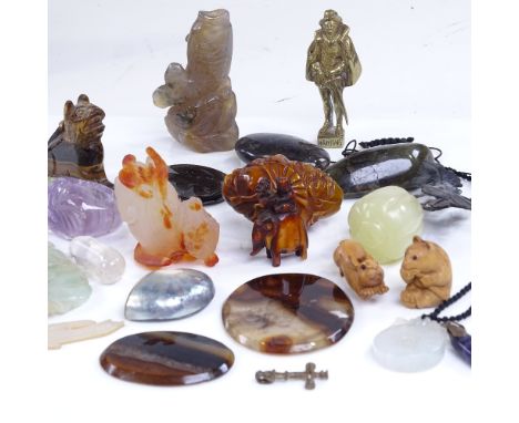 A group of Chinese jade and hardstone carvings etc 