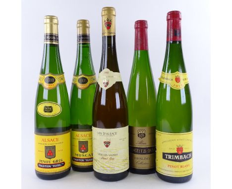 5 mixed bottles of French, Alsatian wine, 1 x 2005 Kuentz-Bas, Riesling, 1 x 2005 Hugel, Muscat, Tradition, 1 x 2008 Zind-Hum