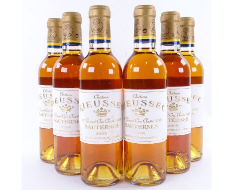 6 half bottles of Sauternes desert wine, 2003 Chateau Rieussec, Sauternes, 37.5clLots 638 to 678 are bin ends from a large pr