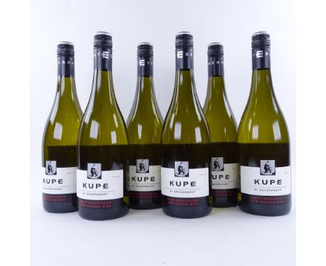 6 bottles of New Zealand single vineyard Chardonnay wine, 2014 Escarpment, Kupe, Martinborough, 75clLots 638 to 678 are bin e