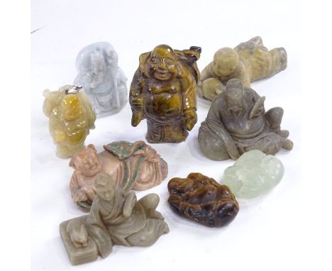 A group of Oriental jade, tigers eye and other hardstone carvings 