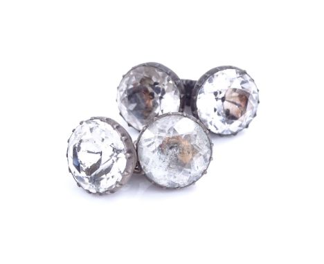 A pair of Georgian unmarked silver and paste cufflinks, closed-back settings, panel diameter 13mm, 8.3gGood overall condition