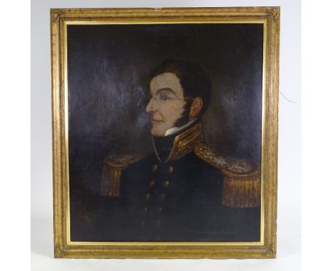 Attributed to William Allsworth (1811 - 1864), oil on canvas, portrait of Thomas Toker (1780 - 1846), second son of John Toke