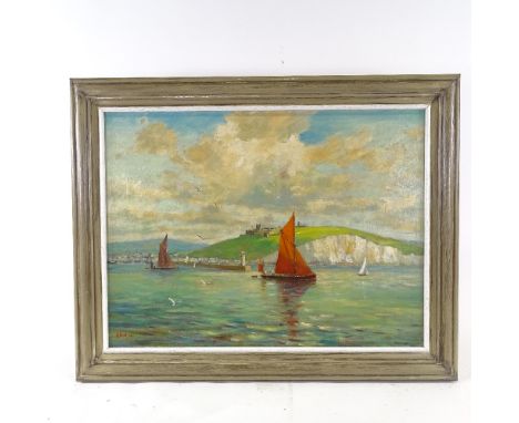 Marcus Ford, oil on canvas, coastal scene, signed, 18" x 24", framedOne small patch repair not visible from the front, genera