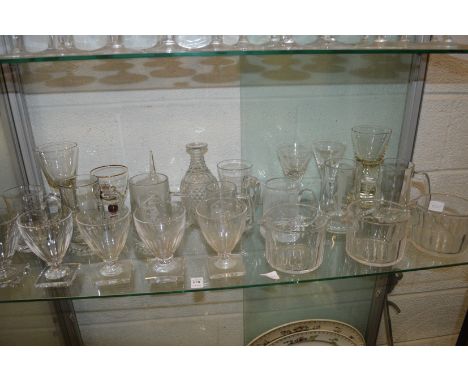 Cut glass wine glasses, wine glass rinsers and other glassware.