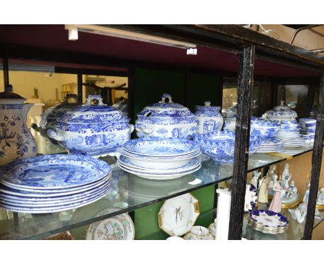 A good collection of Spode and other blue and white china to include Italian pattern, comprising a pair of large twin handled