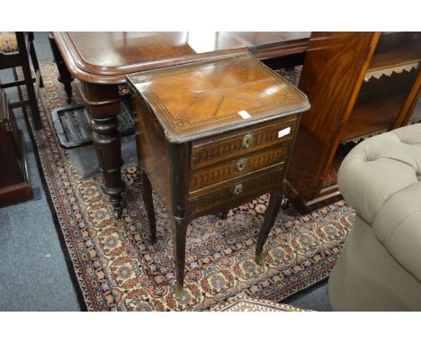 A late 19th century French three drawer petit commode.