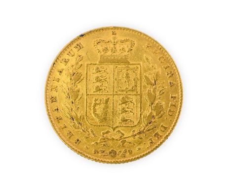 Victoria, Sovereign, 1847, first young head left, rev. first shield, (S.3852). Good fine