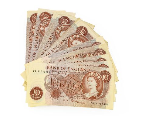 Bank of England, 10 shillings, Fforde, (24) Portrait issue, brown, B309 (4), B310 (16), and B311 replacement issue (4) a near