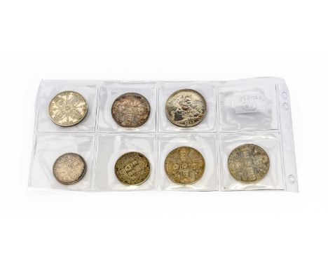 Victoria, 8 x Jubilee Head Silver Coins comprising: crown 1887 hairlines o/wise good edge &amp; surfaces, obv. grey/gold cabi