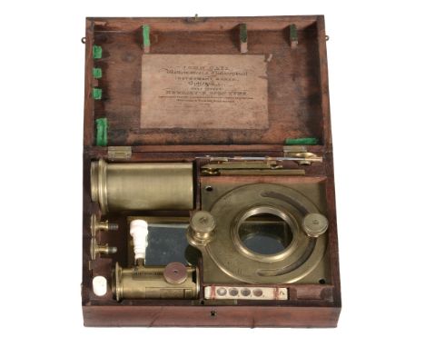  A George III lacquered brass solar microscope William and Samuel Jones, London, circa 1800   The square brass plate signed  