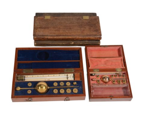  Two mahogany cased Sikes' Hydrometers Dring and Fage, London, and T. O. Blake, London, late 19th century    Each with calibr