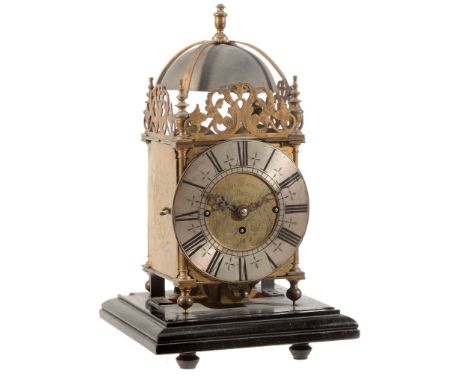  A gilt brass spring-driven quarter-chiming lantern mantel clock The frame and dial signed for John Thornton, Sudbury, early 