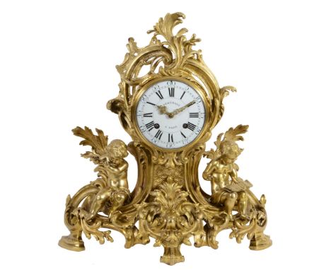 An Impressive Louis XV ormolu mantel clock Dehemant, Paris, mid 18th century  The circular four knopped-pillar eight-day out