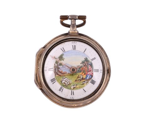  A George III gilt pair-cased verge pocket watch  Richard Baker, Tamworth, 1781  The gilt full plate single fusee verge movem