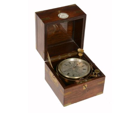  A brass mounted rosewood cased two-day marine chronometer Thomas Roberts, Liverpool, circa 1870  The circular four pillar si