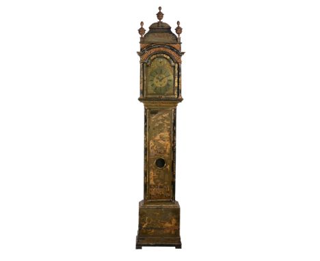  A fine Queen Anne green japanned eight-day longcase clock with moonphase Thomas Martin, London, early 18th century  The five