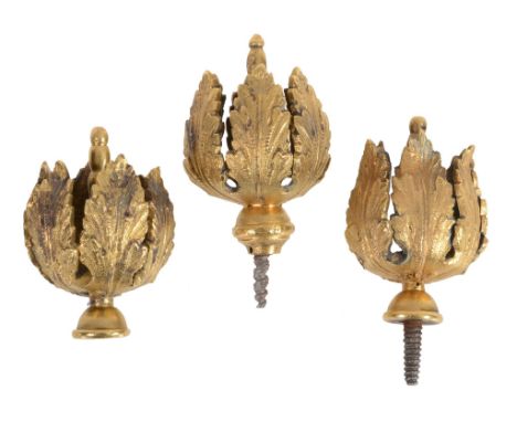  A rare gilt brass group of three 'tulip' clock finials Anomynous, circa 1680  Each formed with six finely chased acanthus pe