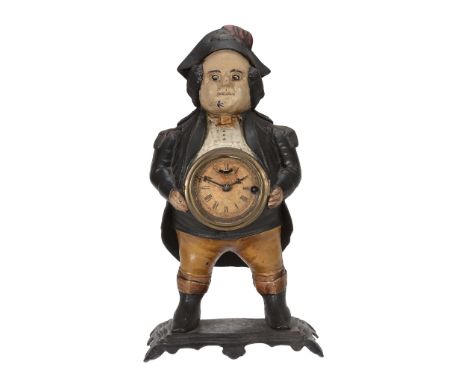  An American polychrome painted cast iron figural blinking eye mantel timepiece 'The Admiral' The Waterbury Clock Company, Co