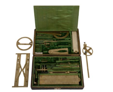  A fine George II cased set of mathematical drawing instruments Thomas Heath, London, circa 1740  The lower tier comprising: 