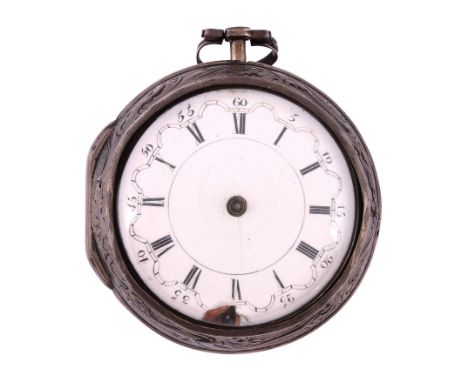  A Dutch silver pair-cased verge pocket watch  Bearing signature for John Wilter, London, circa 1775  The gilt full plate sin