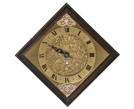  An extremely rare Charles II diamond-shaped wall clock dial Ahasuerus Fromanteel, London, circa 1660-5  The 6 inch square pl