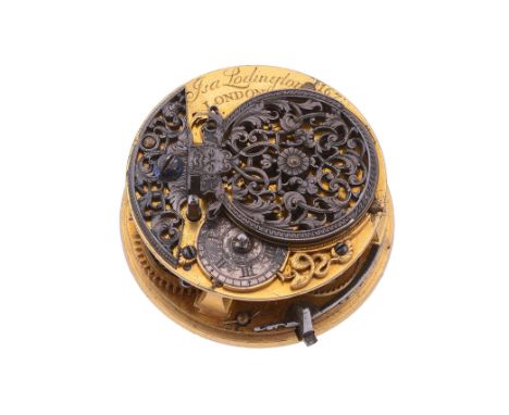  A fine George II gilt brass verge pocket watch movement with silver balance cock Isaac Loddington, London, circa 1730 The gi