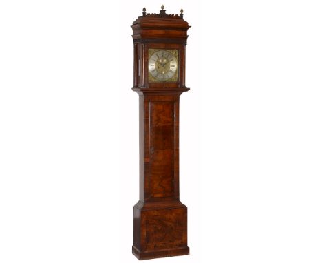  A Welsh Queen Anne walnut eight-day longcase clock John Thomas, St. Asaph, early 18th century  The four finned pillar inside