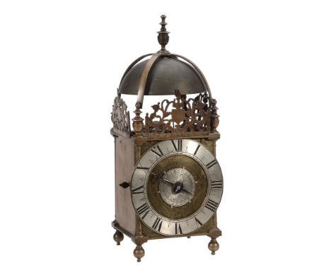  A fine Commonwealth period brass lantern clock Thomas Loomes, London, circa 1655  The posted countwheel bell-striking moveme