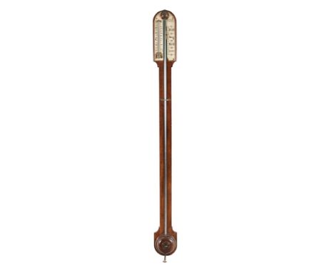 A Victorian Scottish mahogany mercury stick barometer James Mackay Bryson, Edinburgh, circa 1860  The arched bone vernier sc