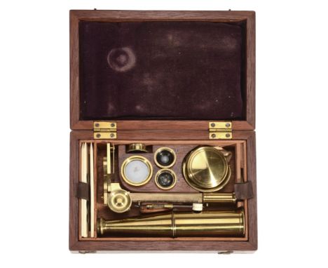  A Cary/Gould-type lacquered brass portable compound microscope Unsigned, circa 1840  The part-tapered tube screw-fitting at 