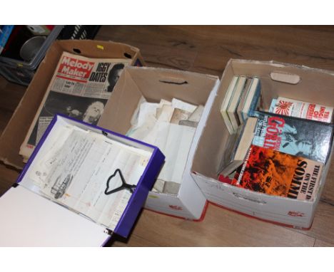3 boxes of books and magazines, to include Melody Maker and The First Day on The Somme 