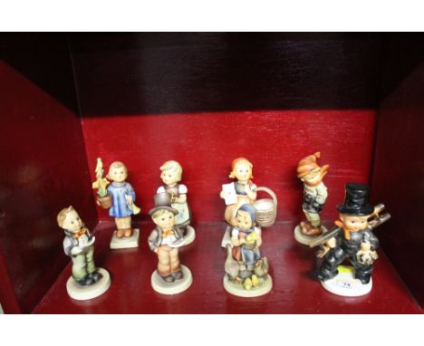 Eight Hummel ornaments