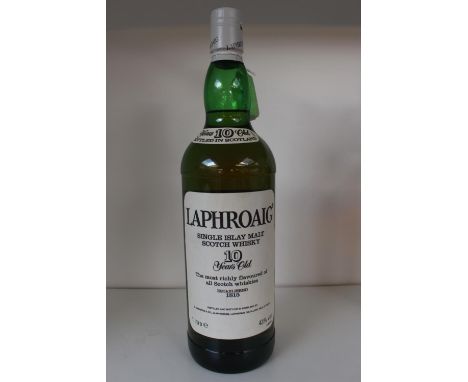 Laphroaig 10 Year Single Islay Malt Scotch Whisky 1litre. Prince of Wales Appointment. 43% Vol L00716 
