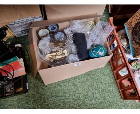 Collection of assorted Ceramics and bygones inc,. Vintage Skirt lifter, Tunic buttons