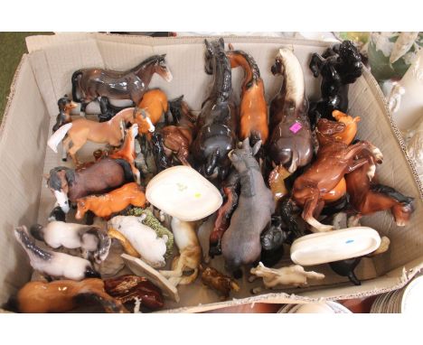 Collection of assorted Ceramic horse figures inc. Wade, European etc 