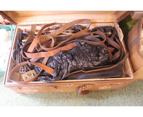Large Travelling trunk of assorted Vintage Horse Tack 