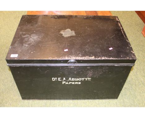Large Metal travelling trunk Dr E A Abbotts Papers 
