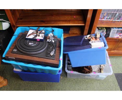 4 Boxes of assorted Collectables , watches and a Pioneer PL-55D Record Player 