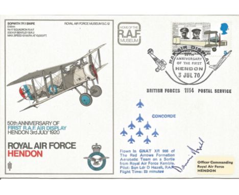 Sqn Ldr D Hazell signed 50th Anniversary of First RAF Air Display RAF Hendon cover. 5p First Non-Stop Atlantic Flight Alcock 
