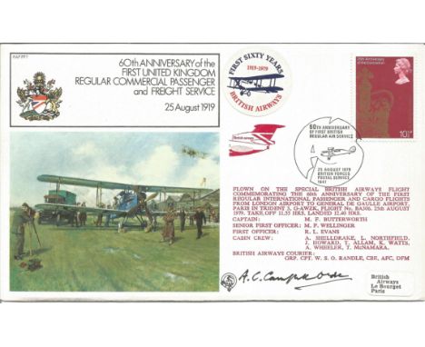 Alan Colin Campbell signed 60th Anniversary of the First United Kingdom Regular Commercial Passenger and Freight Service cove