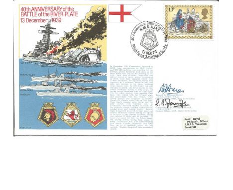 Admiral Sir Desmond Dreyer and Commander R B Jennings signed RNSC(2)23 cover commemorating the 40th Anniversary of the Battle