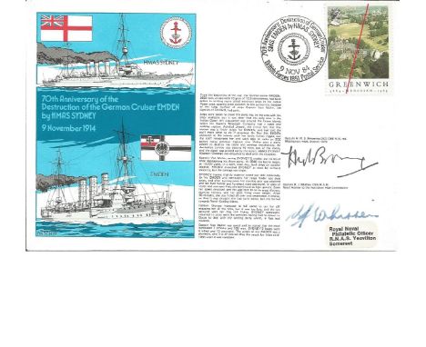 Captain H W S Browning and Captain R J Whitten signed RNSC(4)9 cover commemorating 70th Anniversary of the Destruction of the